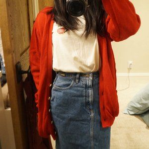 Vintage Red Sweater Cardigan with Gold Buttons